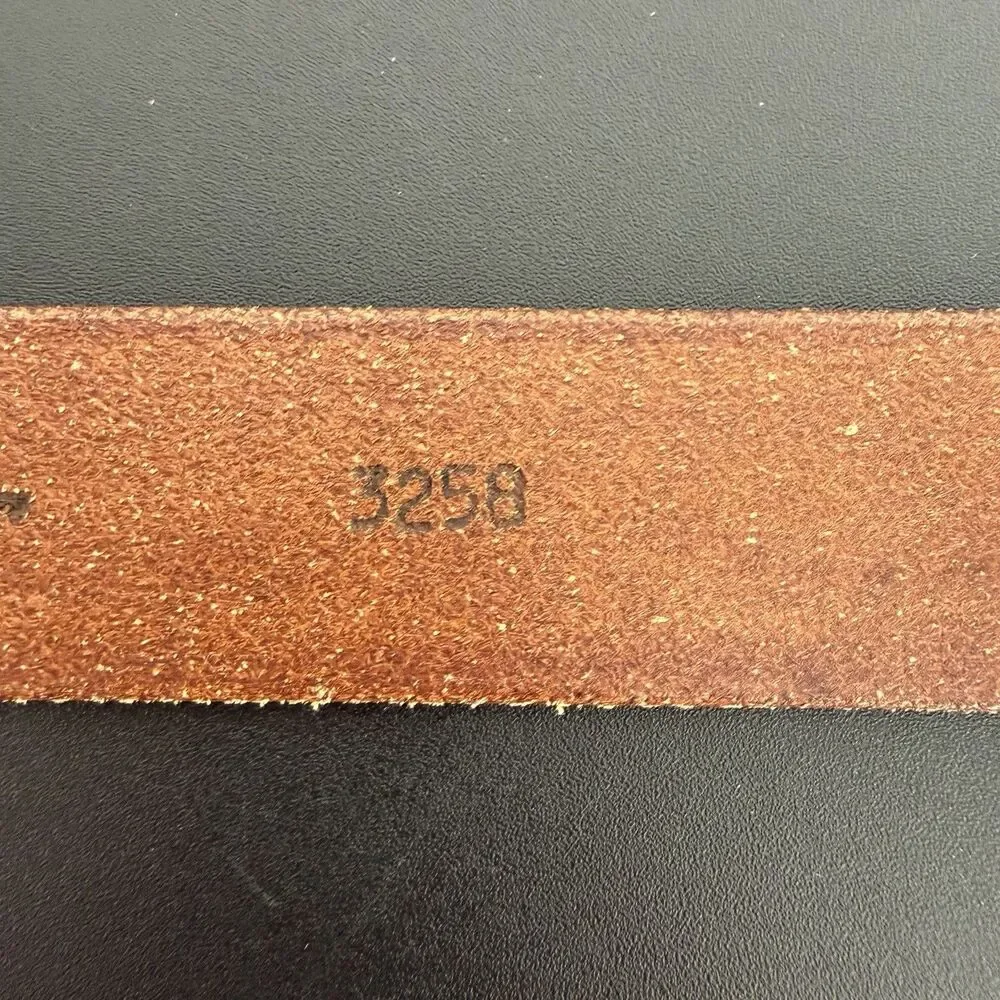 Torino Men’s Brown Genuine Leather Belt Size 32 Embossed Stripe Silver Buckle